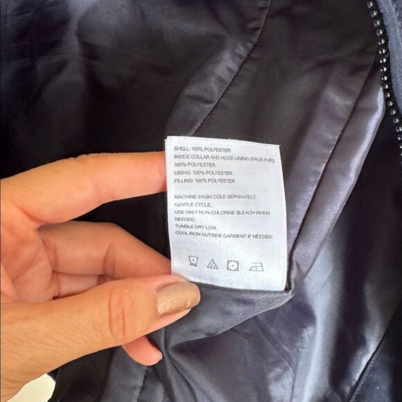 Laundry by Shelli Segal Quilted Puffer Jacket Coat Blue Small Long - Picture 3 of 9